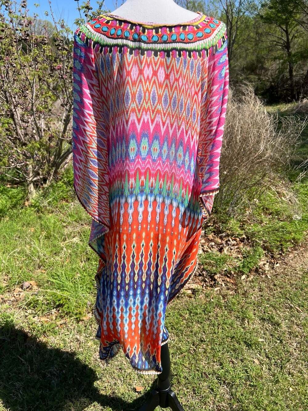 True Colours By La Moda Embellished Lace-Up Kaftan Dress - Picture 10 of 15
